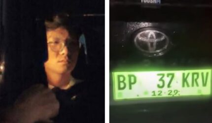 Supir dan plat mobil pelaku penabrakan motor dan lapak pedangan di pasar TOS 3000 Jodoh Kota Batam, Minggu (12/7/2026). Matapedia6.com/Istimewa