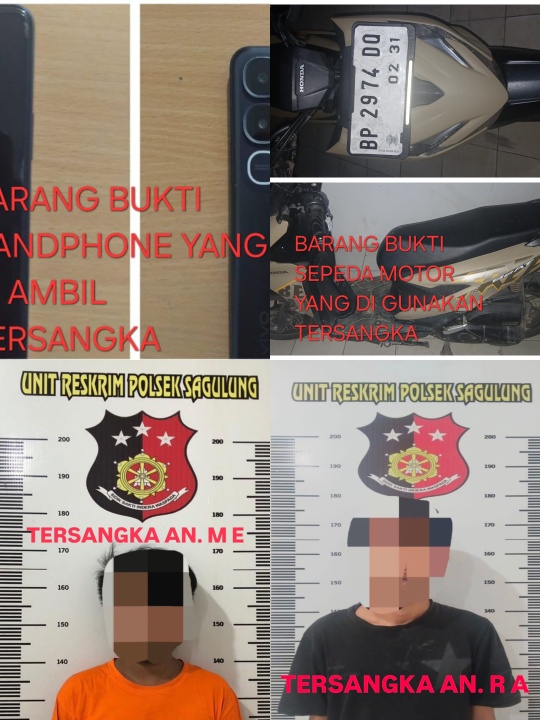 Terduga pelaku pencurian HP ditangkap Polsek Sagulung. Foto:Ist