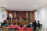 Tujuh Terdakwa Ledakan kapal di PT ASL menjalani proses persidangan tuntutan, Kamis (6/8/2026). Foto:Rega/matapedia