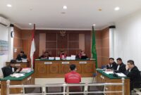 Terdakwa Wilson saat menjalani persidangan agenda pemeriksaan terdakwa pada Selasa (18/8/2027). Foto:Rega/matapedia