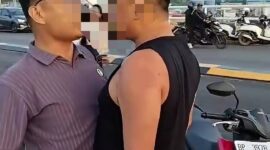 Para pihak terlibat adu argumen di Jembatan II Barelang beberapa hari lalu. Foto:Istimewa