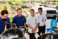 Sekretaris Daerah Batam Firmansyah dan Kadis Kominfo Batam Rudi dalam peluncuran nasional Garuda Spark Innovation Hub (GSIH) di Nongsa Digital Park (NDP), Rabu (26/8/2026). Foto:Diskominfo