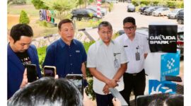 Sekretaris Daerah Batam Firmansyah dan Kadis Kominfo Batam Rudi dalam peluncuran nasional Garuda Spark Innovation Hub (GSIH) di Nongsa Digital Park (NDP), Rabu (26/8/2026). Foto:Diskominfo