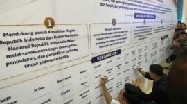 Sejumlah pengelola THM di Batam Deklarasi perang terhadap narkoba dalam jumpa pers di Polda Kepri, Selasa (1/9/2026). Foto:Marina/matapedia