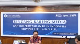 Kepala KPw BI Kepri, Rony Widijarto Purubaskoro saat berbincang bareng media, Selasa (15/9/2026). Foto:Rega/matapedia