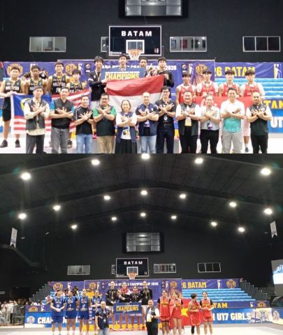 Tim Putri dan Putra Indonesia raih juara SEABA U17 di Batam pada Minggu (20/9/2026). Foto:Rega/matapedia