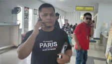 Rahmat Purba saat membuat laporan ke polisi. Foto:Istimewa