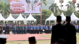 Wali Kota Batam Amsakar Achmad saat pimpin upacara Pancasila, Kamis (1/10/2026). Foto:Diskominfo Batam