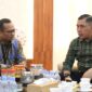 Executive General Manager (EGM) Pertamina Patra Niaga Regional Sumbagut, Fanda Chrismianto, membahas penguatan koordinasi tersebut bersama Kepala BIN Daerah Sumatera Utara, Brigadir Jenderal TNI Muhammad Nasrulloh Nasution, pada Kamis (15/10/2026). Foto:Pertamina