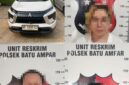 Tiga terduga pelaku membuat laporan palsu diamankan Polsek Batu Ampar. Foto:Dok. Polsek