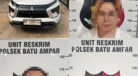 Tiga terduga pelaku membuat laporan palsu diamankan Polsek Batu Ampar. Foto:Dok. Polsek