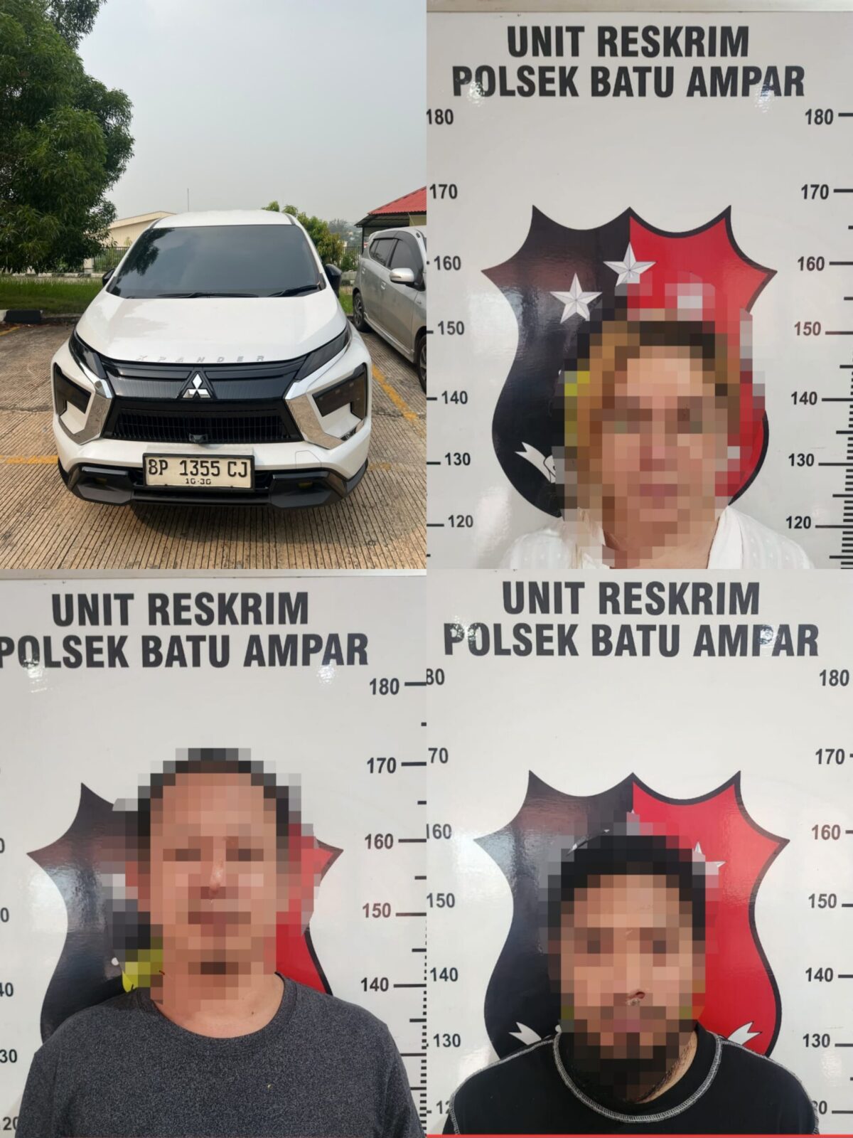 Tiga terduga pelaku membuat laporan palsu diamankan Polsek Batu Ampar. Foto:Dok. Polsek